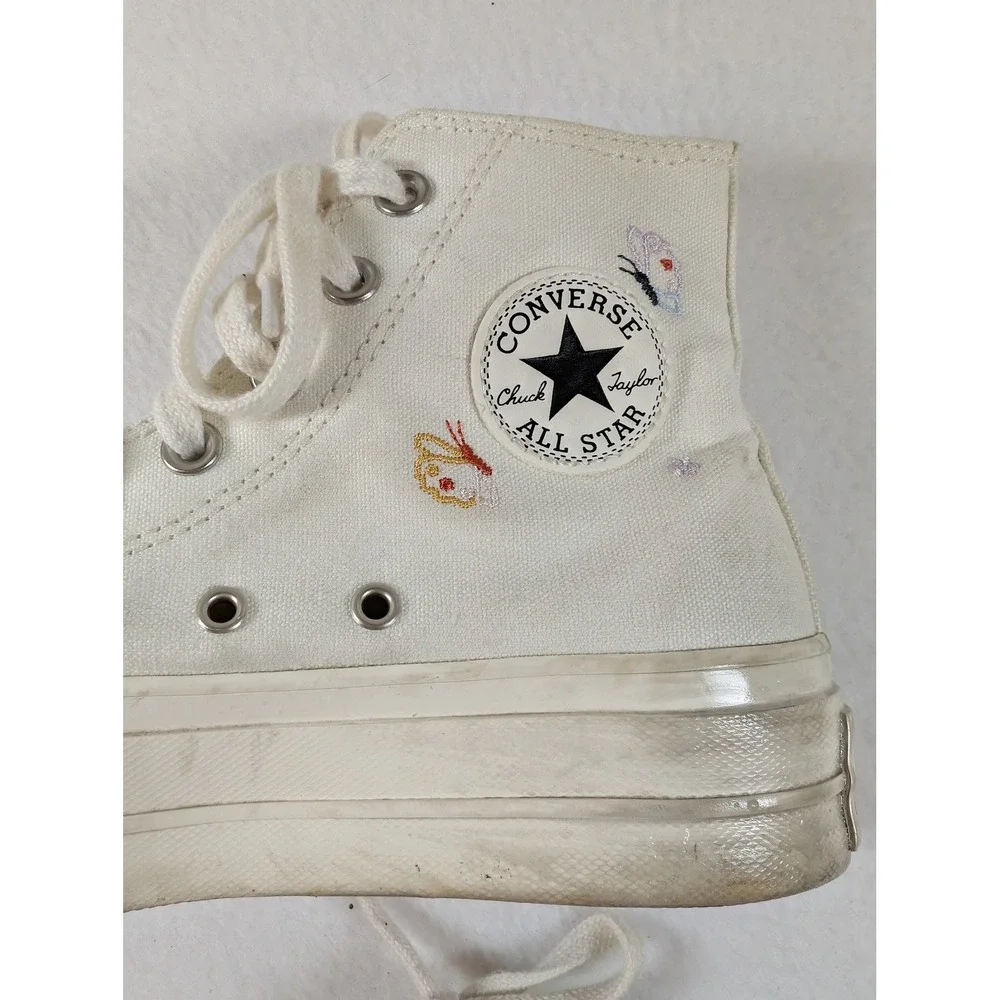 Converse Platform 6 White Embroidered butterfly and flowers - Picture 3 of 10